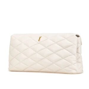 AUTH Saint Laurent Clutch • Authentic Sade Puffer Envelope Diamond Quilt Lambsk